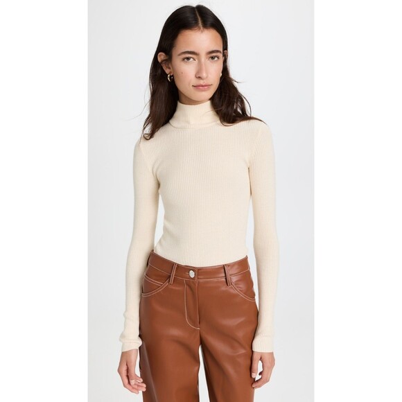 AYR womens Visionary Mock Neck Sweater size XL Sweet Cream 30% Wool Turtleneck - Picture 1 of 8